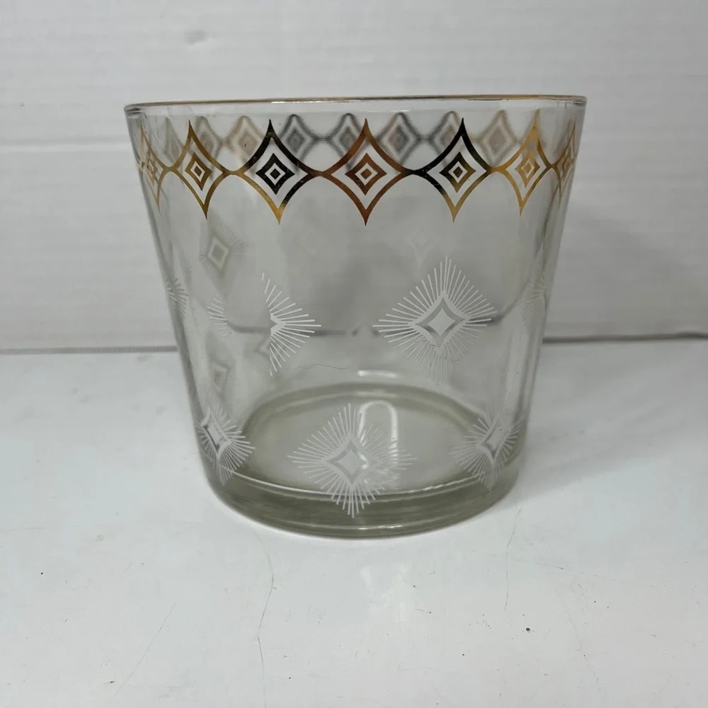 Vintage 15 Pc MCM Gold Wheat Foliage Etched Leaf Bar Set